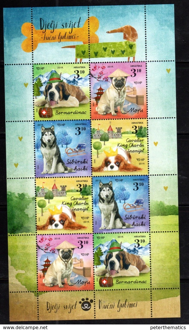 CROATIA, 2019, MNH, CHILDREN'S WORLD, PETS, DOGS, MOUNTAINS, SHEETLET OF 2 SETS - Dogs