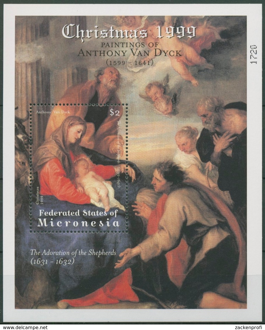 Mikronesien 1999 Weihnachten: Van-Dyck-Gemälde Block 57 Postfrisch (C74245) - Mikronesien