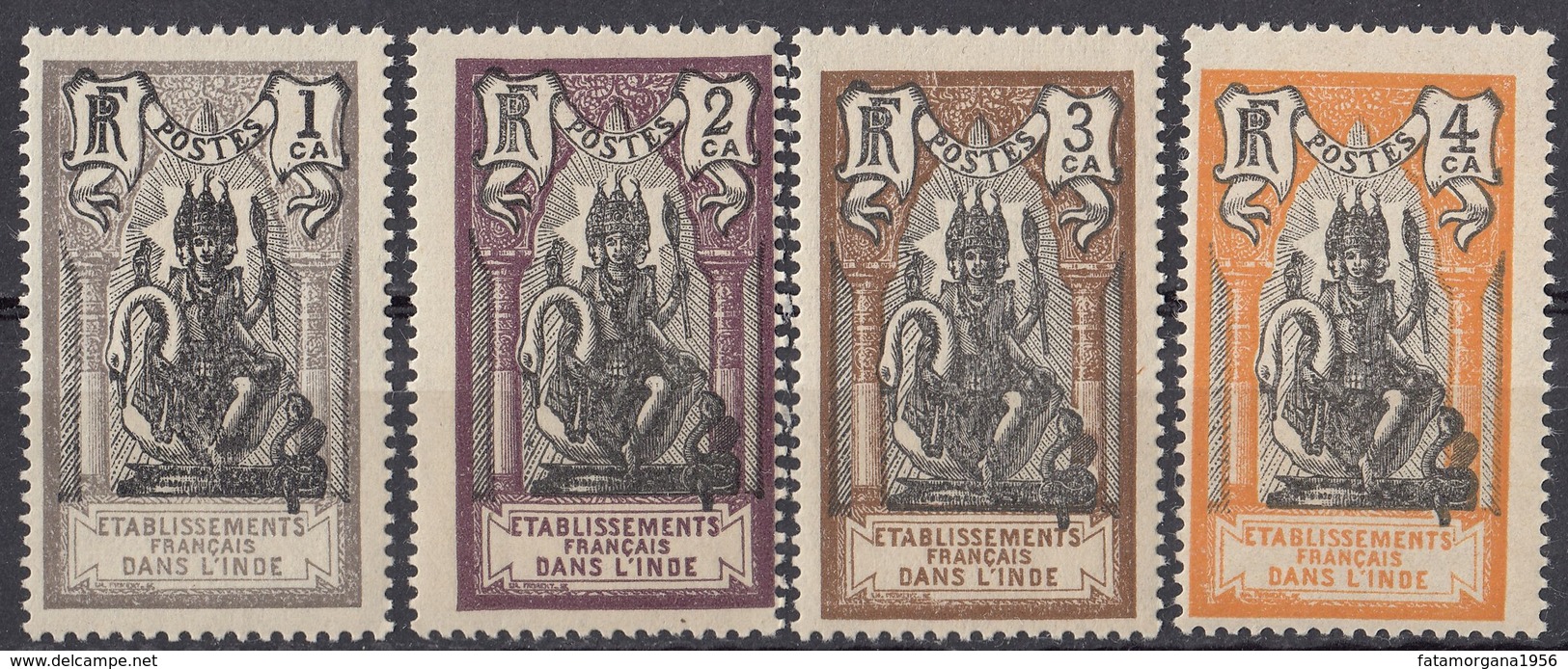 INDIA, Possedimenti Francesi - 1914 - Lotto Di 4 Valori Nuovi MNH: Yvert 25/28. - Nuovi