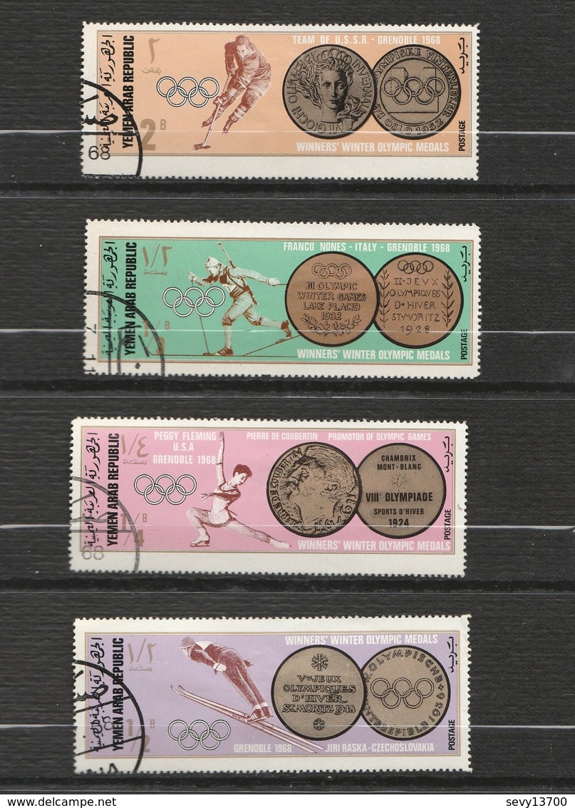 Yemen Lot 7 Timbres Jeux Olympiques Grenoble 1968 Mi YE AR 761 à 764 - Munich Mi YE-AR 1469 YE-AR 1373 Mexico YE-K 497A - Jemen