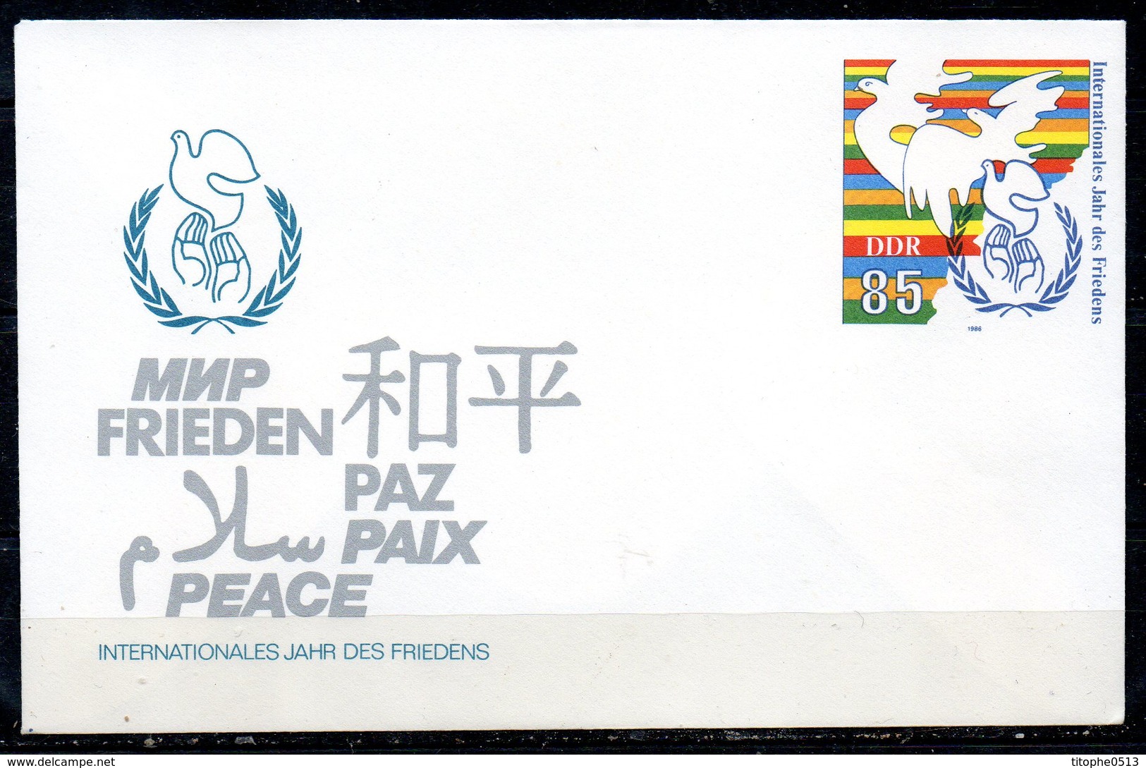 RDA. Entier Postal De 1986. Année Internationale De La Paix/Colombe. - Briefomslagen - Ongebruikt