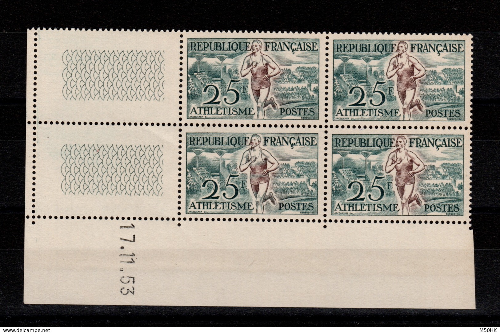 YV 961 N** Athlétisme - Coin Daté 17/11/53 - 1950-1959