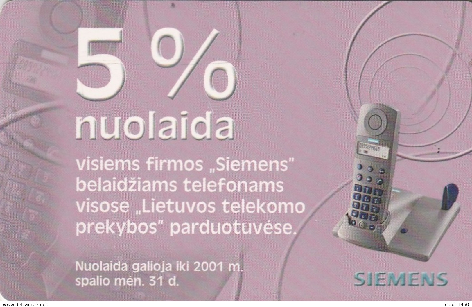 LITUANIA. CHIP. 5% For Siemens Phone. LT-LTV-C075. (038). - Lituania