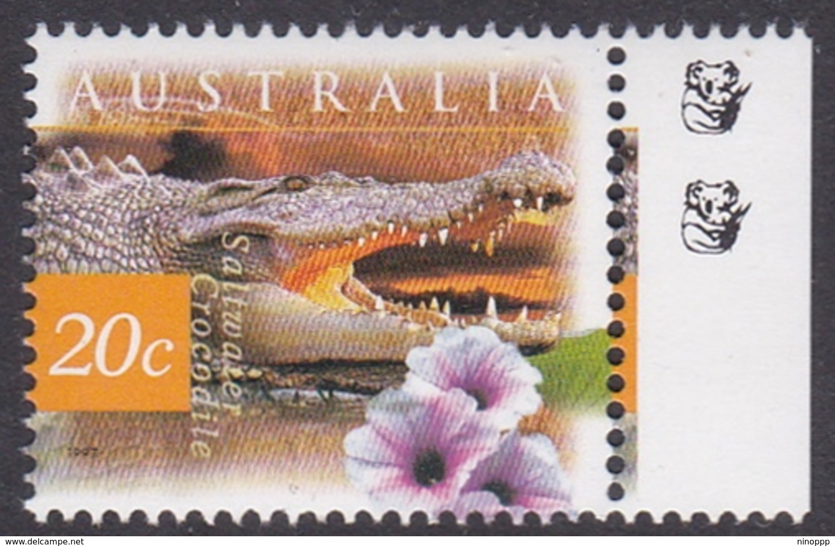 Australia ASC 1606b 1997 Nature Of Australia, 20c Saltwater Crocodile 2 Koalas, Mint Never Hinged - Ensayos & Reimpresiones