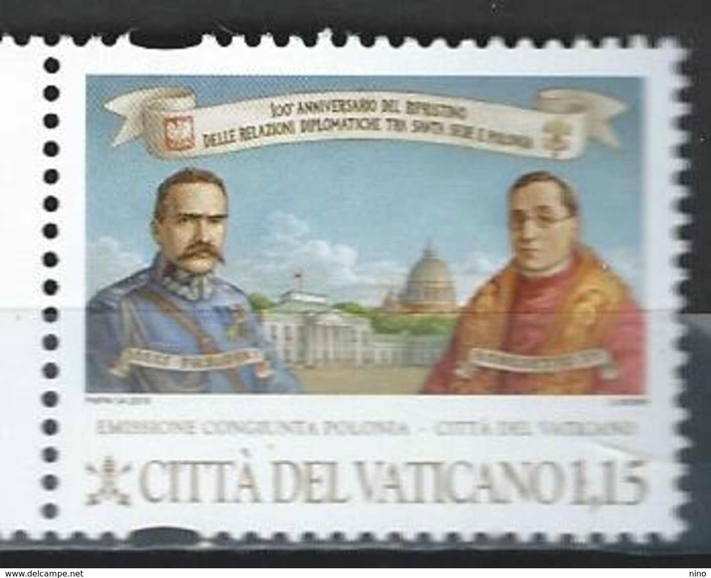 Vatican. Scott # 1715 MNH. 100th Anniv. Diplomatic Relations. Joint Issue With Poland 2019 - Joint Issues