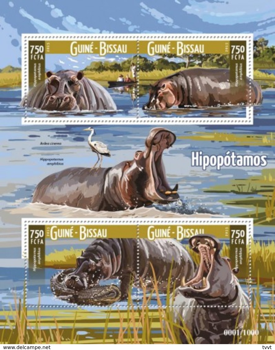 Guinea-Bissau, 2015. [gb15712] Hippopotamus (s\s) - Sonstige & Ohne Zuordnung