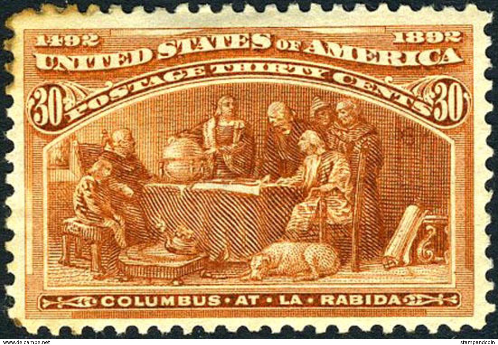 US #239 Mint Hinged 30c Columbian Expo From 1893 With Thin - Neufs