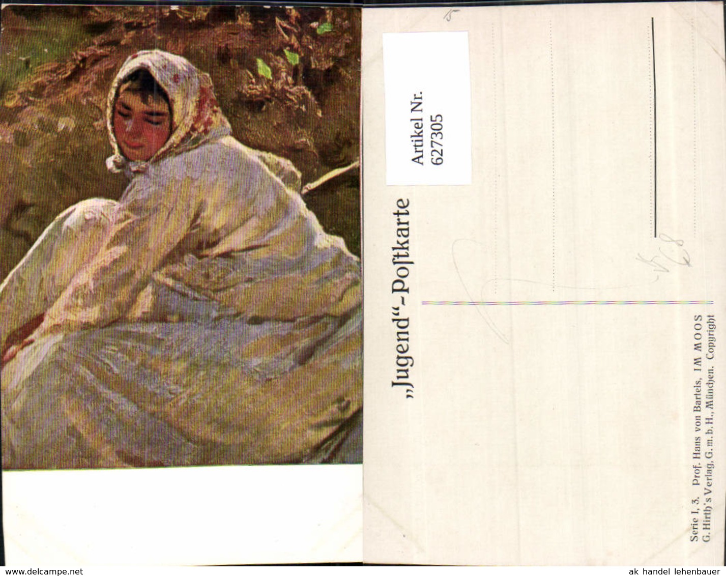 627305,K&uuml;nstler Ak Hans V. Bartels Im Moos Frau Pub Jugend Postkarte 1/3 - Sonstige & Ohne Zuordnung