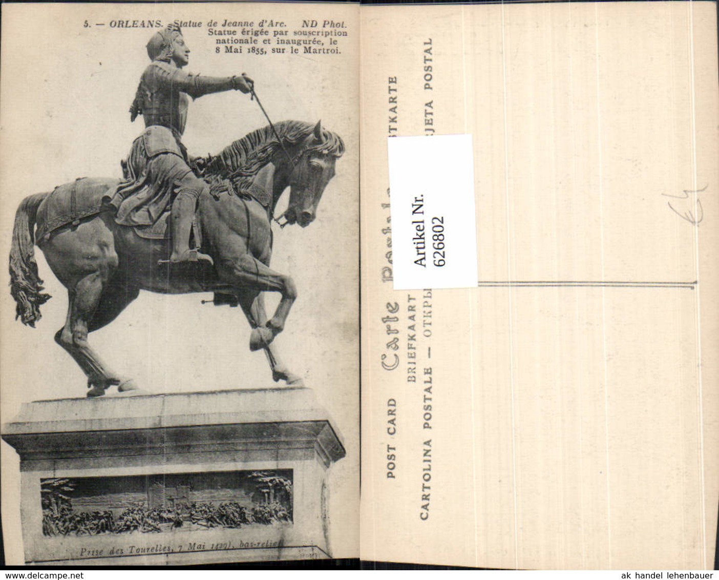 626802,Orleans Statue De Jeanne D Arc Denkmal France - Sonstige & Ohne Zuordnung