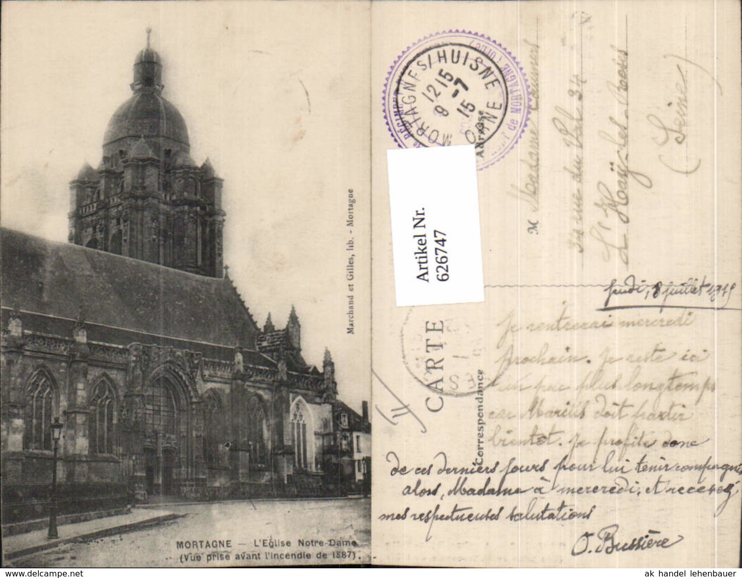 626747,Mortagne L Eglise Notre-Dame Vue Prise Avant L Incendie De 1887 France - Sonstige & Ohne Zuordnung