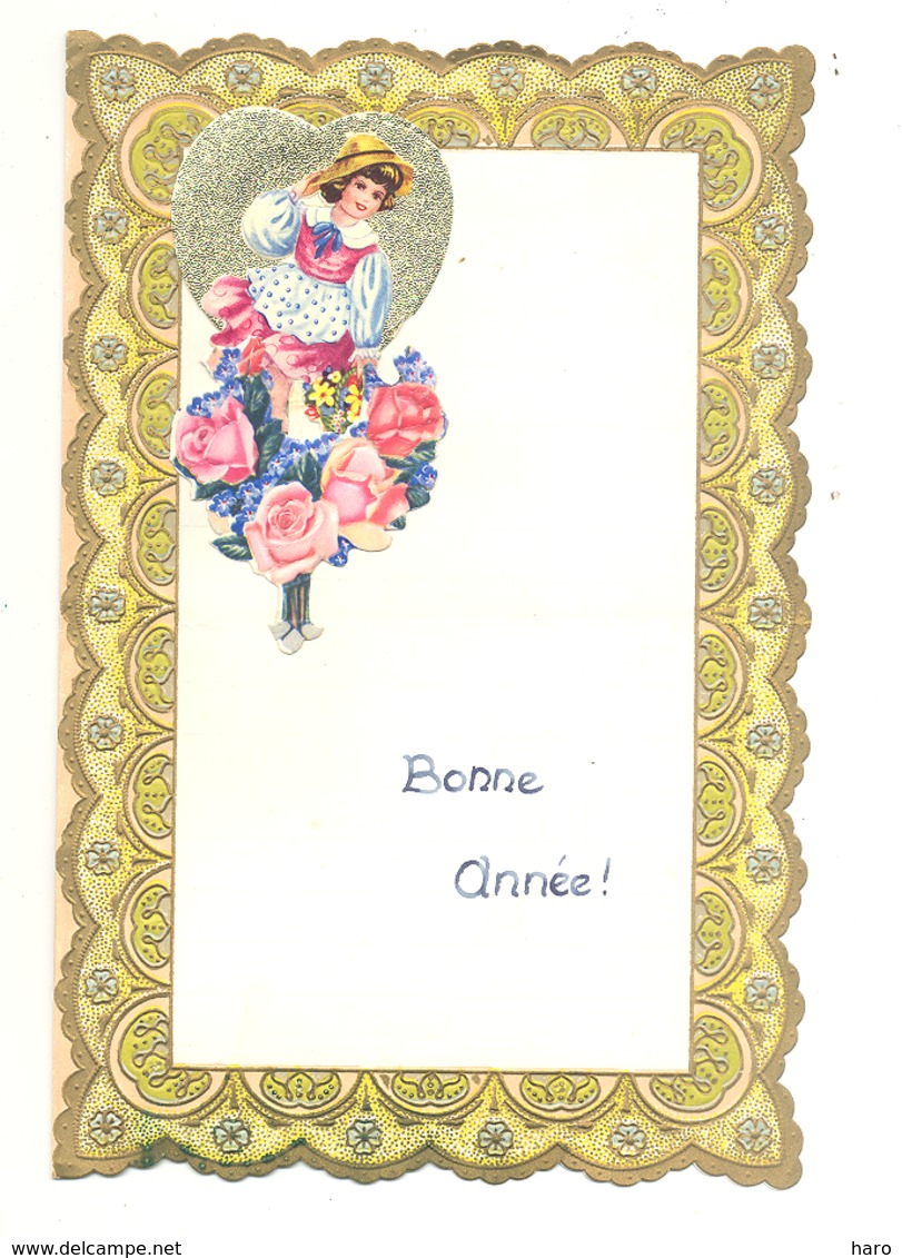 Lettre De Voeux Avec Découpis ( Fillette, Coeur, Fleurs )  LEMBEEK / LEMBECQ 1954  (b257) - Children