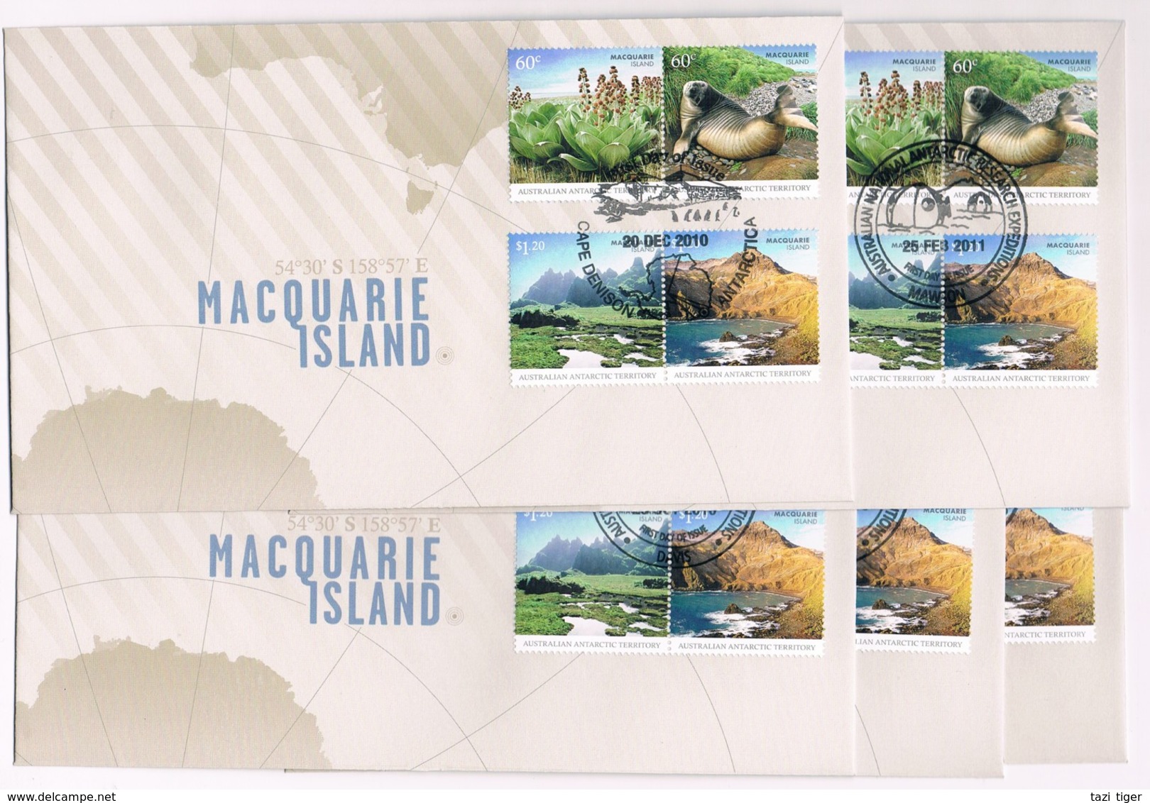 AUSTRALIAN ANTARCTIC TERRITORY (AAT) • 2010 • Macquarie Island • Base Cancel Set Of 5 Covers - Other & Unclassified