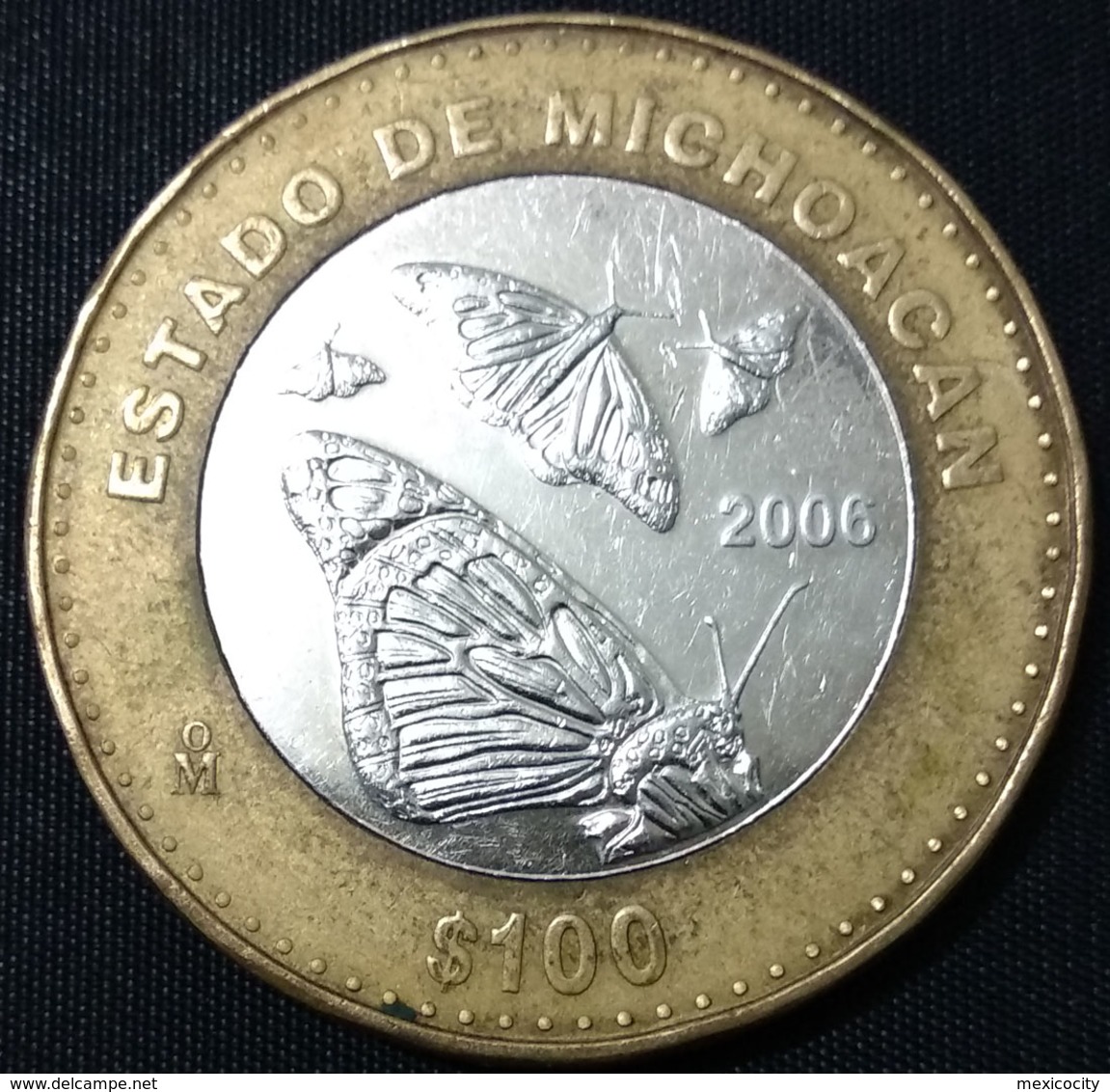 2) MEXICO 2006 $100 MICHOACAN BIMETALLIC Silver Core Original Shine See Image, Bargain Priced - Mexico
