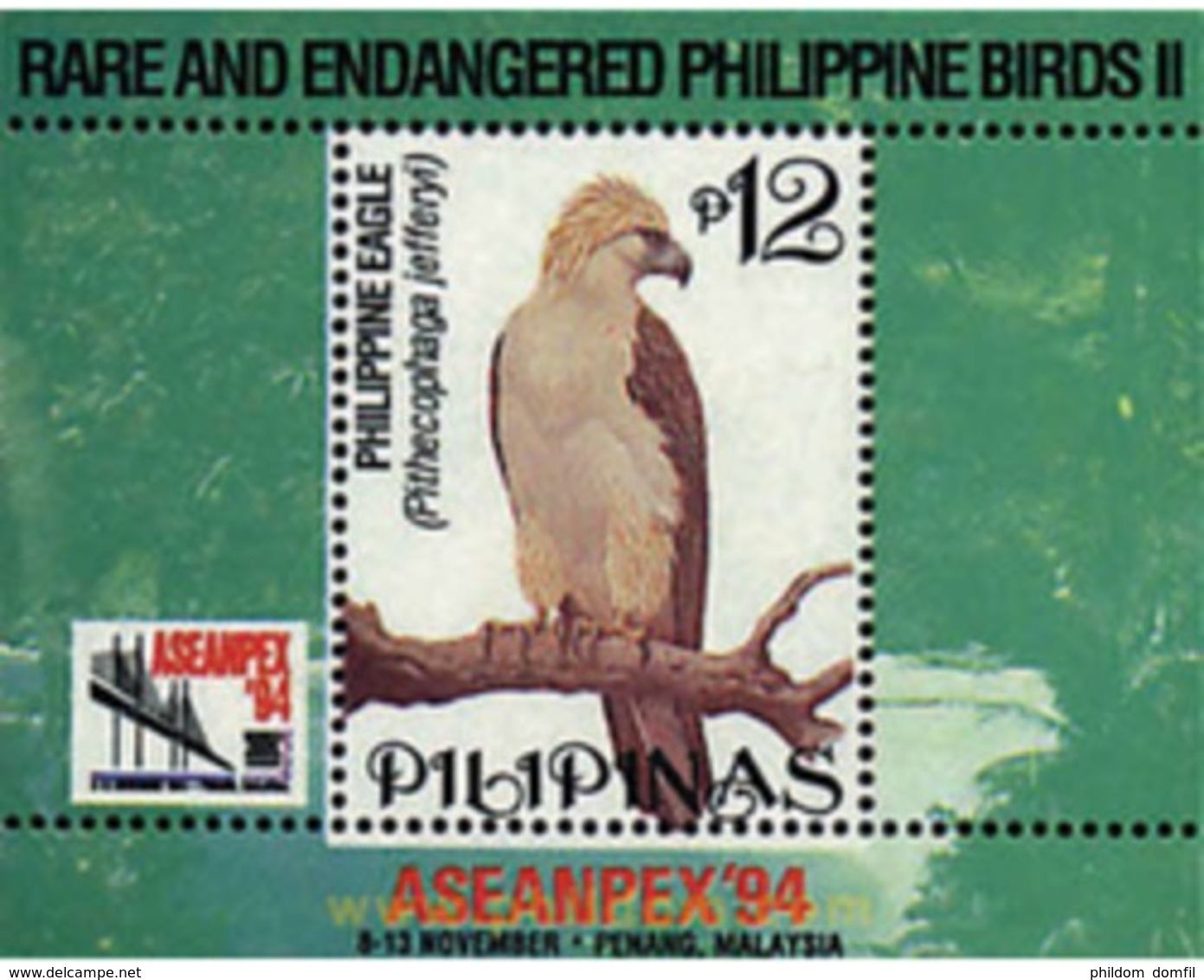 Ref. 31230 * MNH * - PHILIPPINES. 1994. ASEANPEX 94. INTERNATIONAL PHILATELIC EXHIBITION . ASEANPEX 94. EXPOSICION FILAT - Filipinas