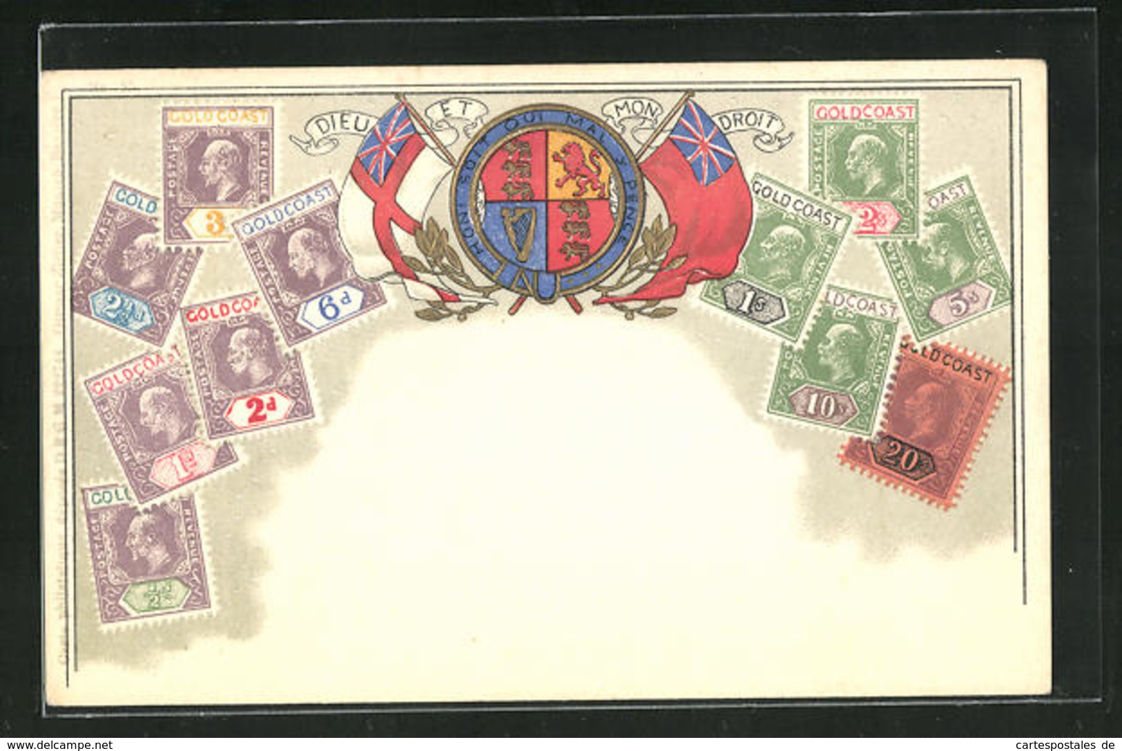 Präge-Lithographie Briefmarken Et Armoiries Von Ghana / Gold Coast - Ghana - Gold Coast