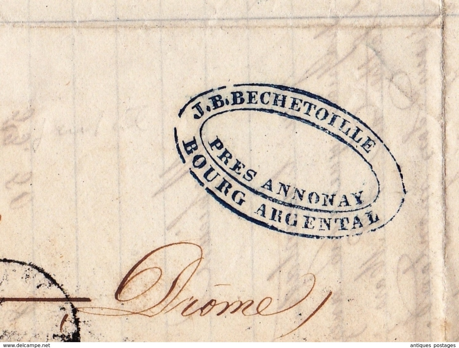 Lettre 1855 Bourg Argental Loire Manufacture De Papier Bechetoille Crest Drôme - 1853-1860 Napoléon III.