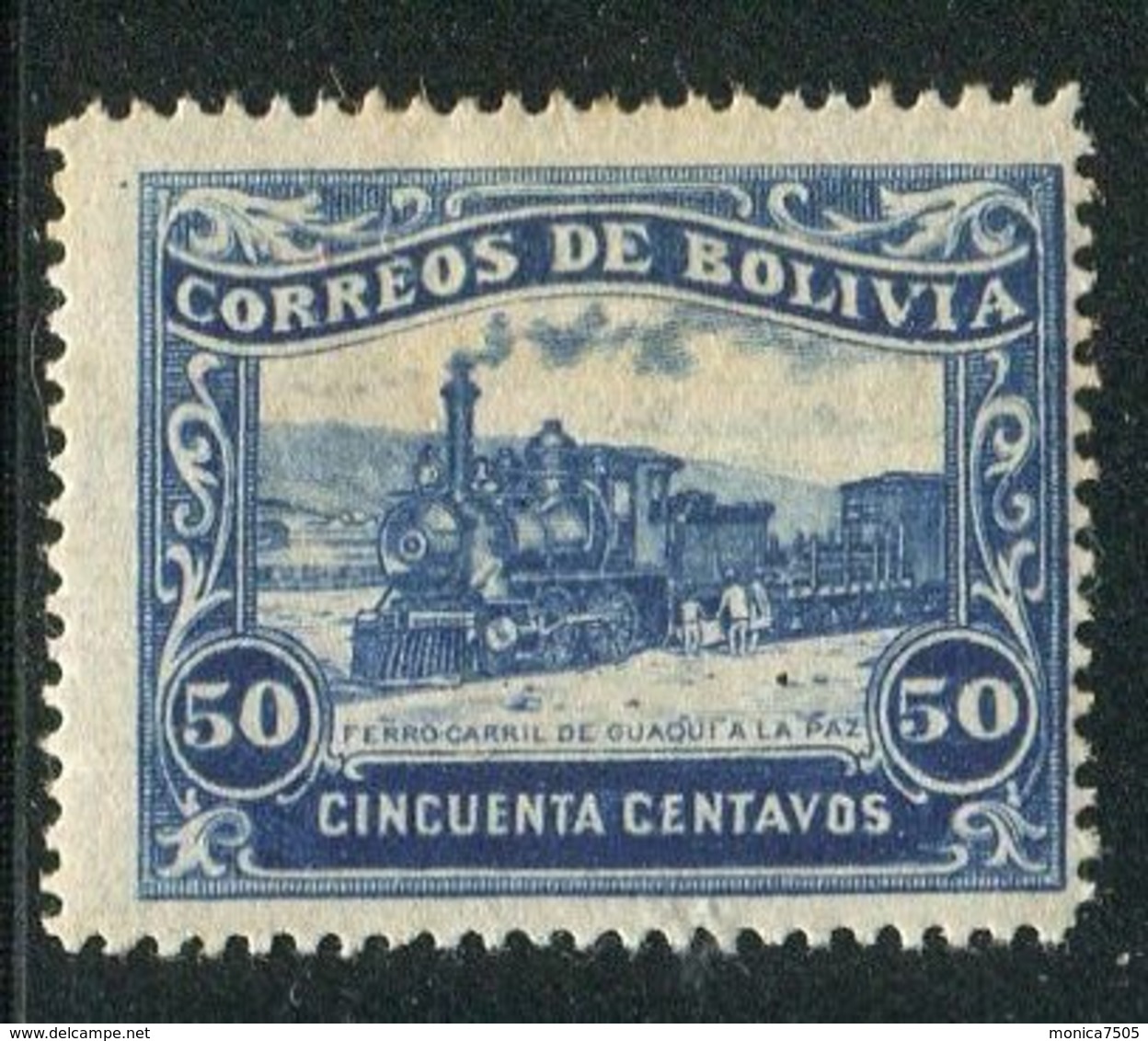BOLIVIE : NON-EMIS  DE 1914  ?   (chemin De Fer Guaqui-La Paz)  TIMBRE  NEUF  AVEC  TRACE  DE  CHARNIERE . - Bolivien