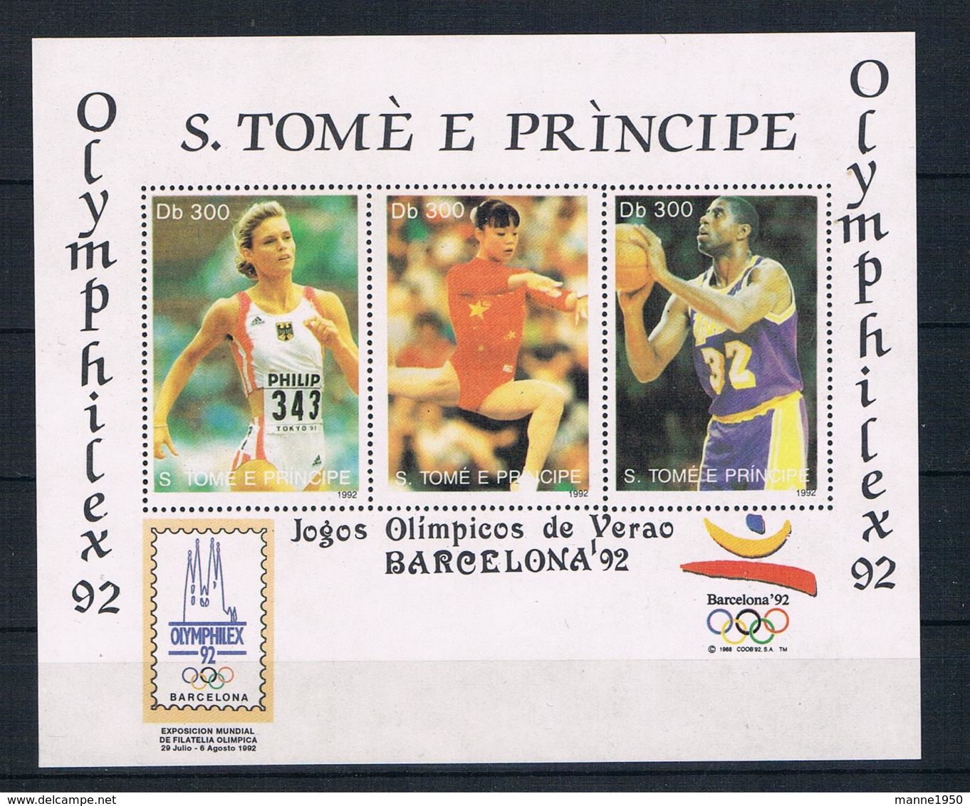 St. Thomas Und Prinzeninsel 1992 Olympia Block 282 ** - São Tomé Und Príncipe