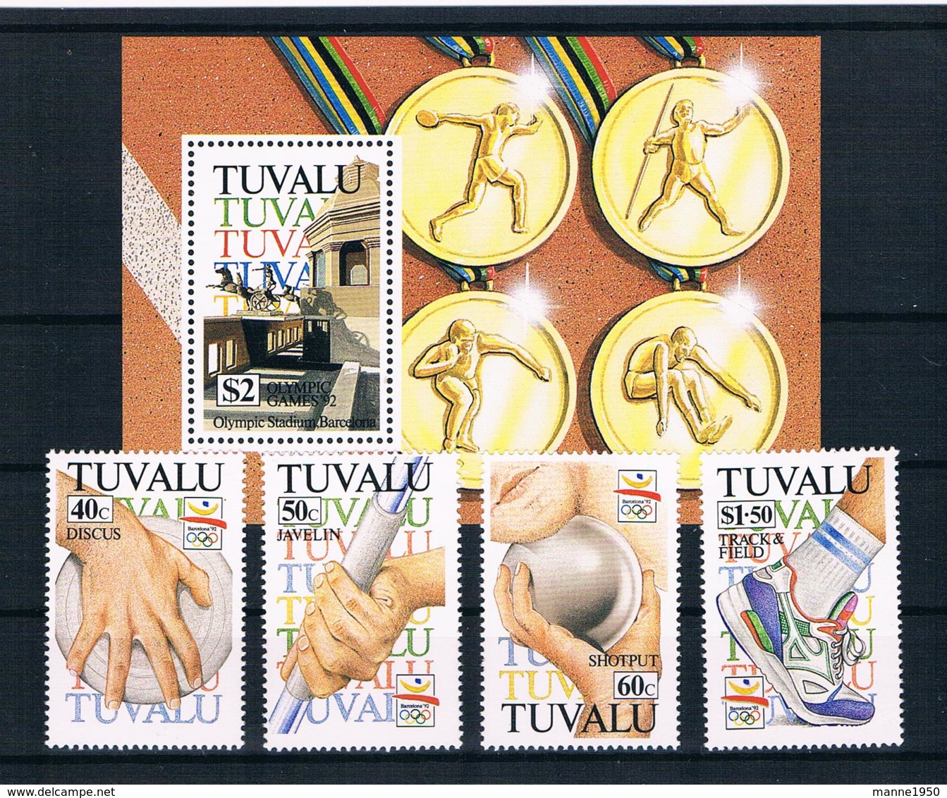 Tuvalu 1992 Olympia Mi.Nr. 633/36 Kpl. Satz + Block 43 ** - Tuvalu (fr. Elliceinseln)