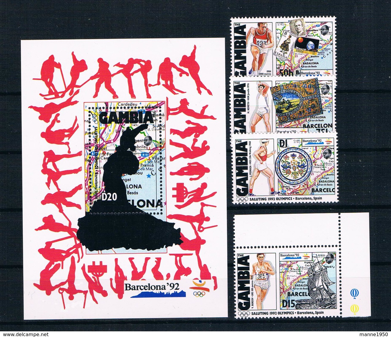 Gambia 1992 Olympia Mi.Nr. 1320/21/22/25 + Block 145 ** - Gambia (1965-...)