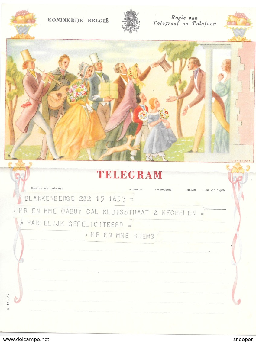 Telegram Van 1954 Naar Mechelen - Timbres Télégraphes [TG]