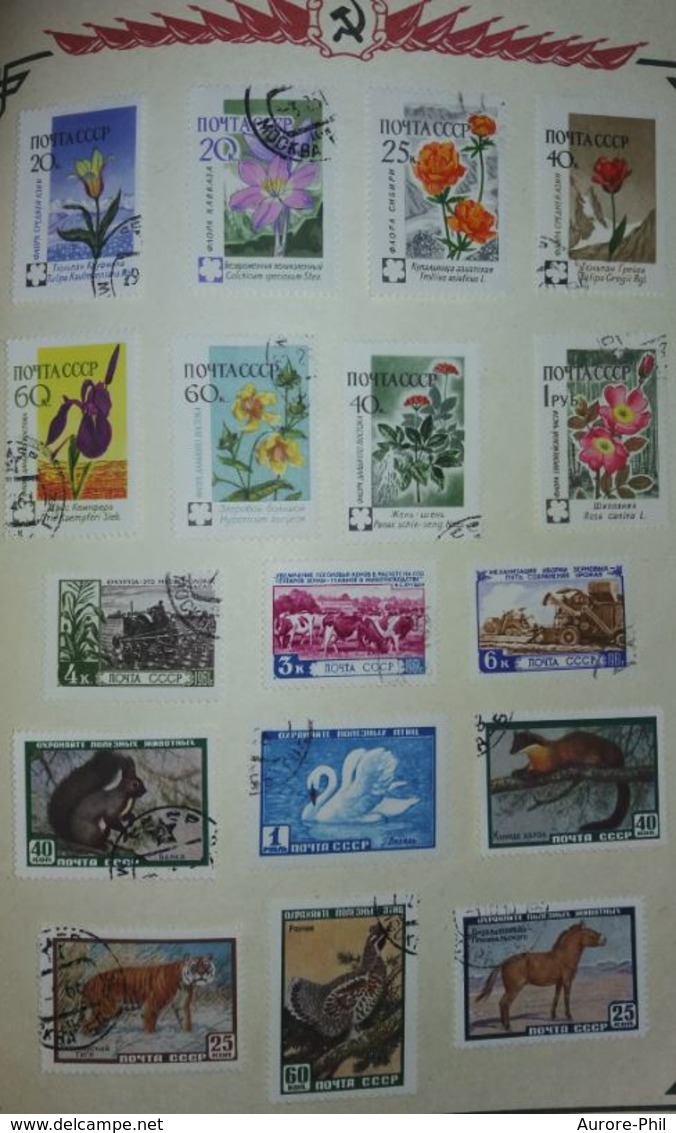 Timbres Russie CCCP URSS - 150 timbres oblitérés avec charnières (Russia Postage Stamps - ПочтовыЕ МАРКИ)