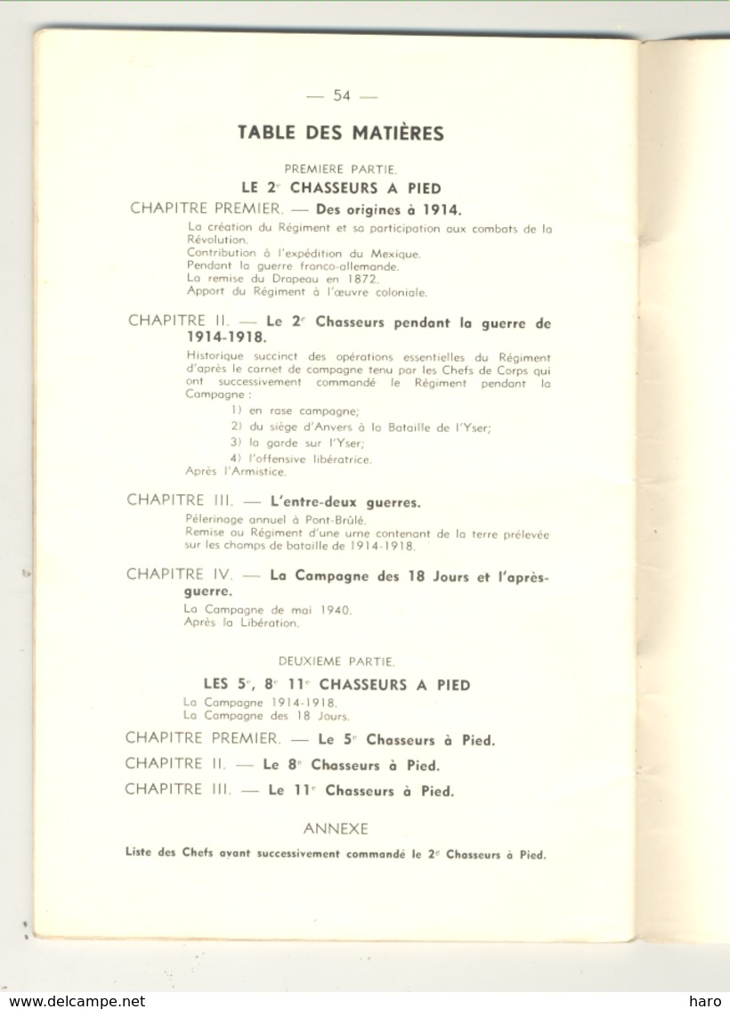 Livre - Contribution à L'Historique Des 2e,5e,8e Et 11e Chasseurs à Pied - Armée Belge - Guerres 14/18 - 40/45 (b258) - Weltkrieg 1914-18