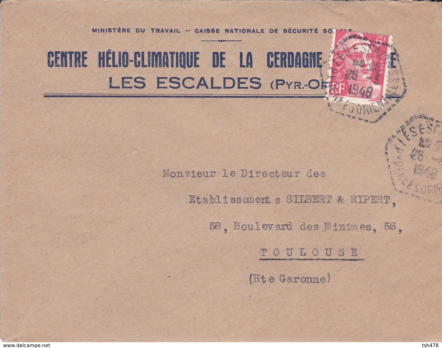 LETTRE---66---LES ESCALDES---1948--centre Hélio-climatique De La Cerdagne Française---voir 2 Scans - 1921-1960: Période Moderne