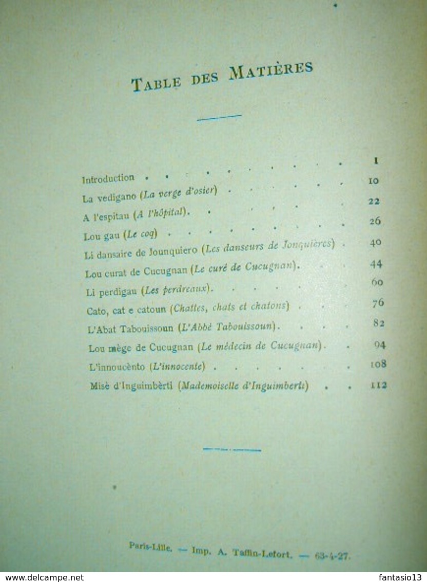 Contes Provençaux  Texte Provençal Et Traduction Française J. Roumanille  1927 - Provence - Alpes-du-Sud