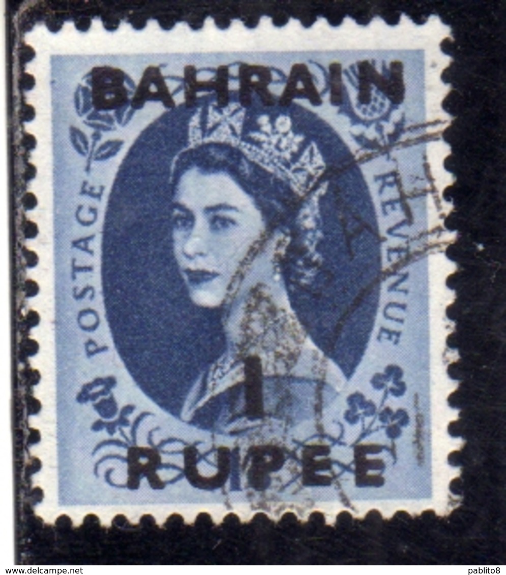 BAHRAIN BAHREIN 1952 1954 QUEEN ELIZABETH II REGINA ELISABETTA 1r USATO USED OBLITERE' - Bahrain (...-1965)