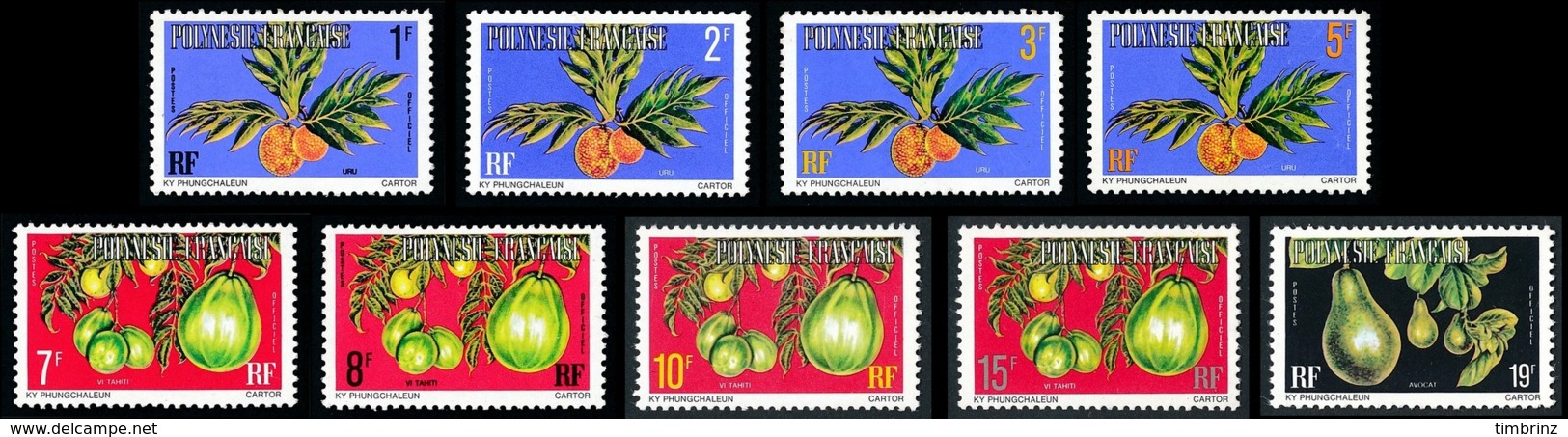 POLYNESIE 1977 - Yv. Service 1A à 9A **   Cote= 7,35 EUR - Fruits (9 Val.)  ..Réf.POL24233 - Service