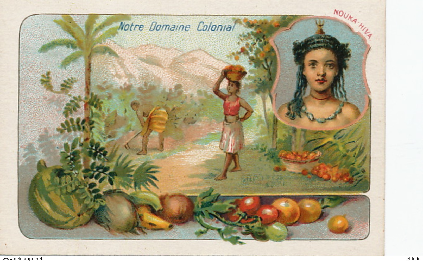 Marquises . Nouka Hiva . Vahiné . Oranges . Domaine Colonial . Chromo - French Polynesia