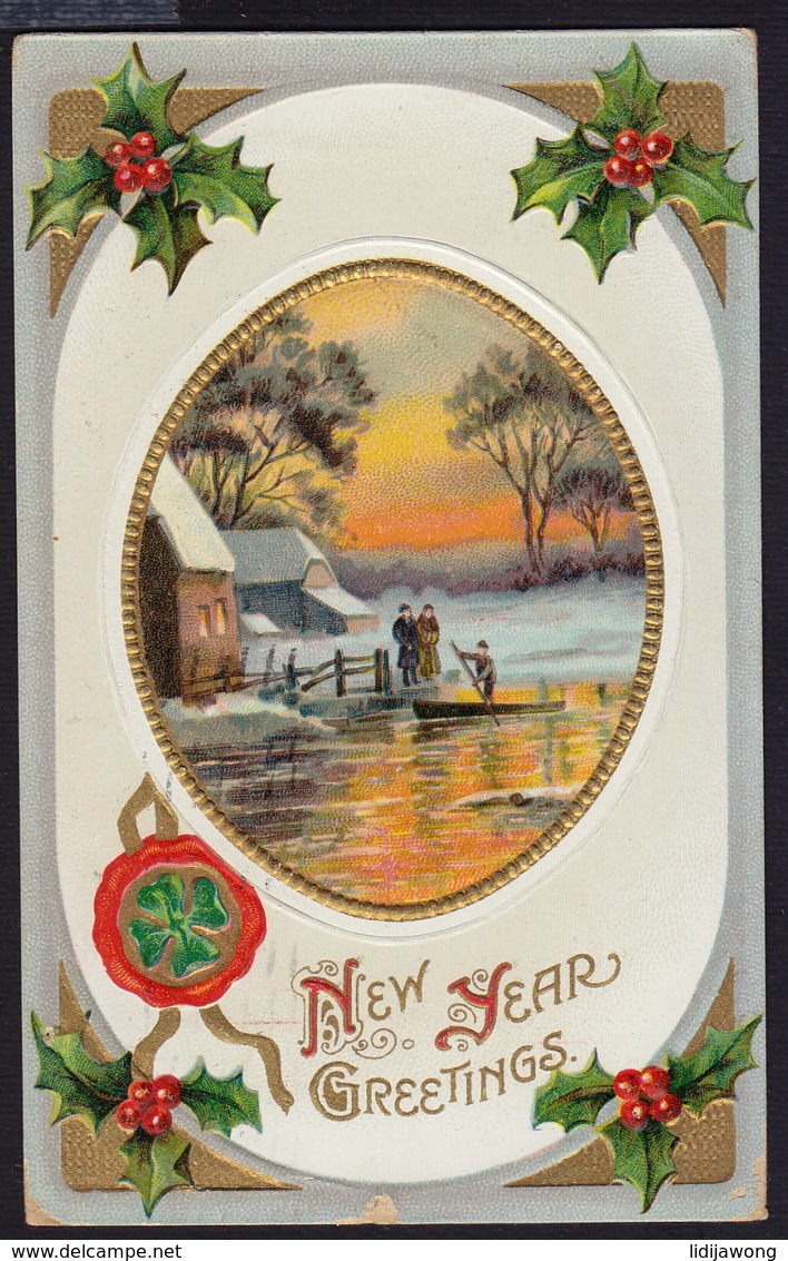 JOYEUX NOEL WEIHNACHTEN CHRISTMAS EMBOSSED Bonne Annee Prosit Neujahr Happy New Year OLD POSTCARD (see Sales Conditions) - Nouvel An