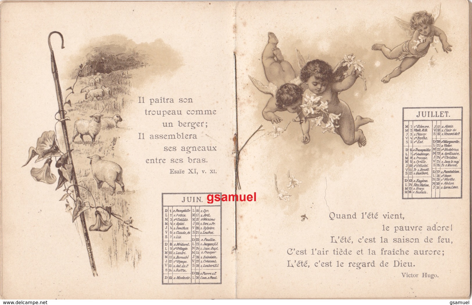 Année Bénie Calendrier Pour 1902 - Illustré Anges ,,,, Et Accompagné De Poèmes Religieux Racine, Victor Hugo,,,, - Petit Format : 1901-20