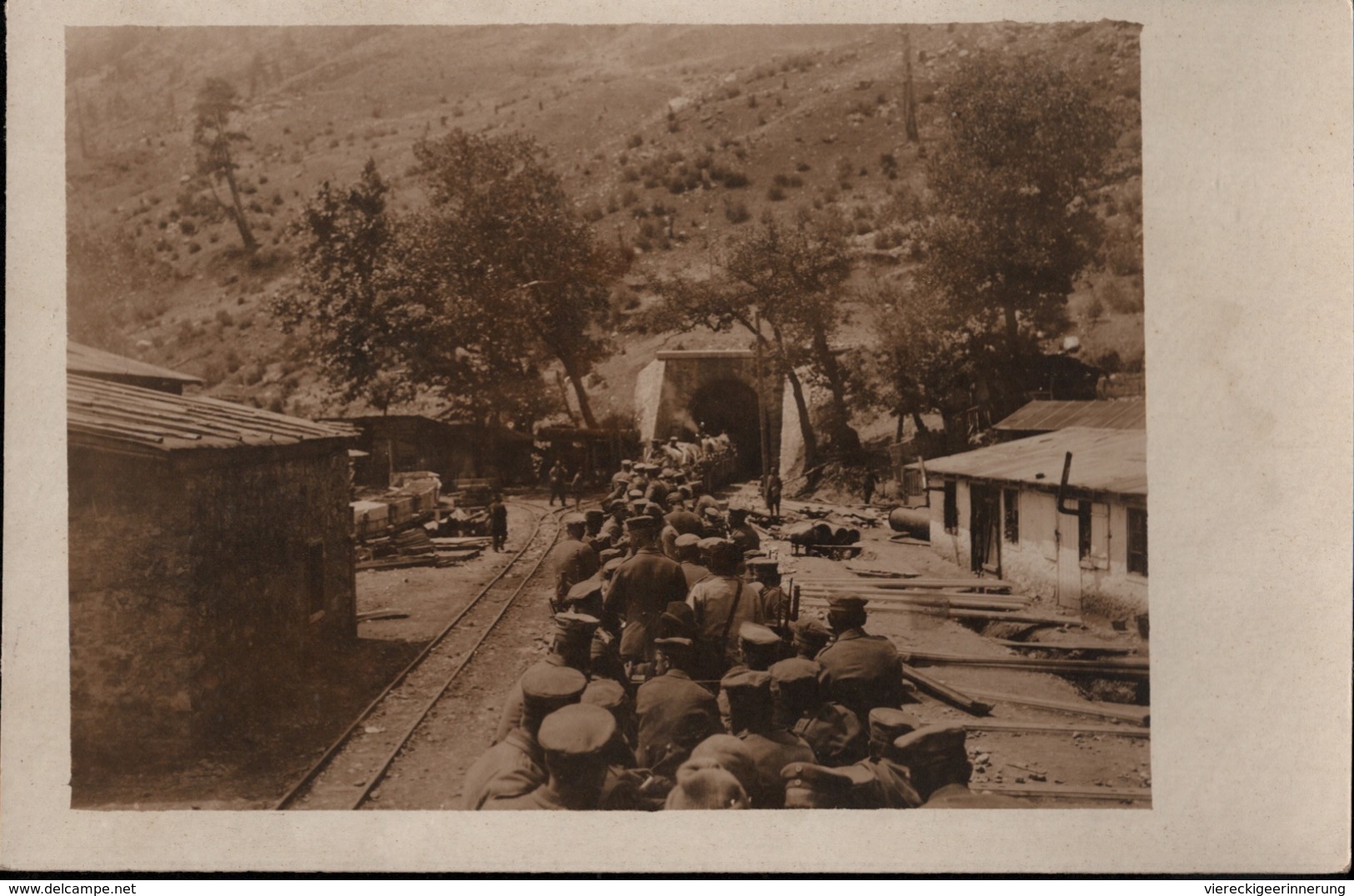 ! Alte Fotokarte, Photo, Soldaten, 1. Weltkrieg, Guerre 1914-18, Eisenbahn, Feldbahn, Taurustunnel, Türkei ?, Militaria - Türkei