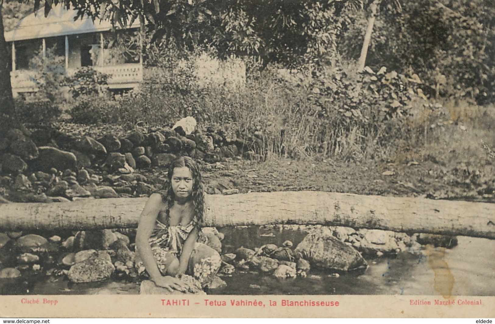 Tahiti . Tetua Vahiné . La Blanchisseuse  Edition Marché Colonial . Cliché Bopp - Polinesia Francesa