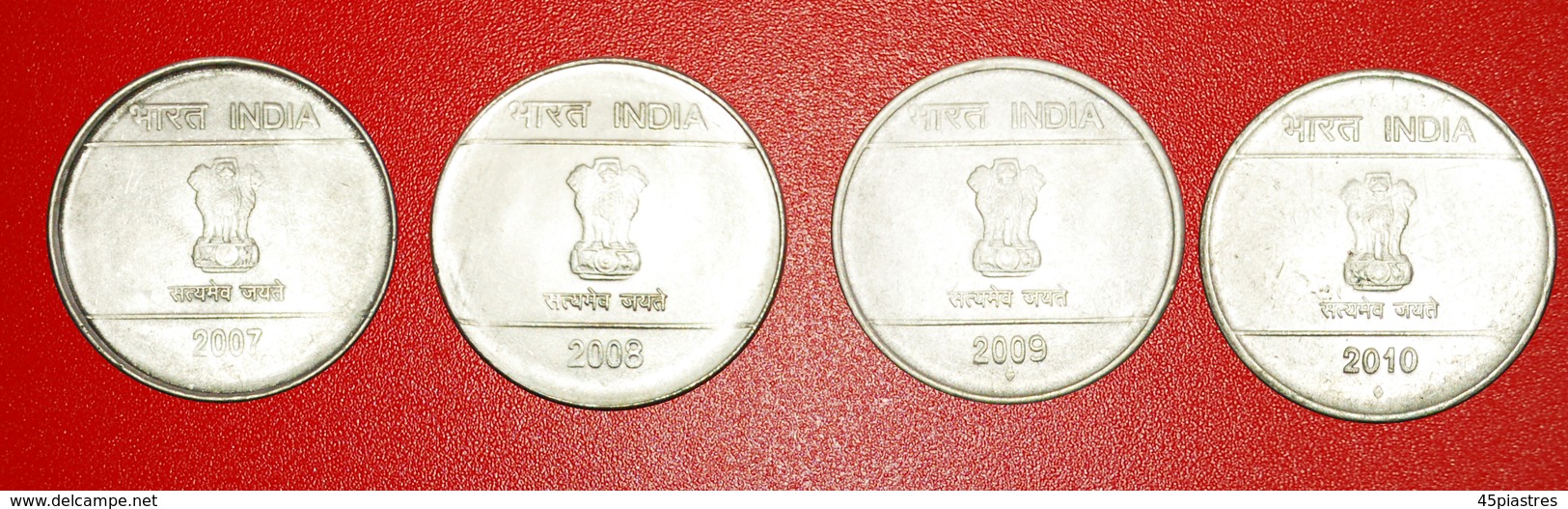 + 4 COINS SET OF SHIKHARA MUDRA: INDIA ★ 1 RUPEE 2007-2010! LOW START ★ NO RESERVE! - Kilowaar - Munten