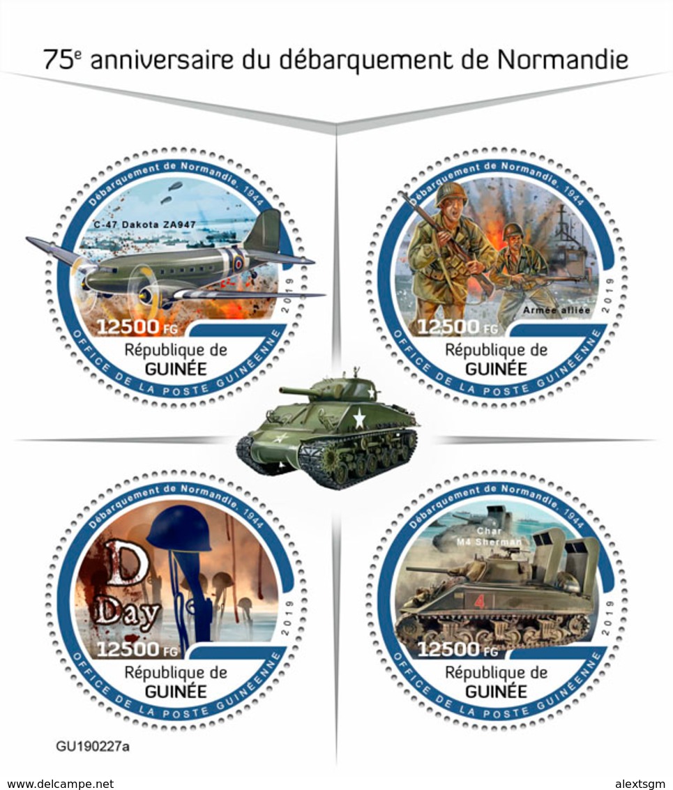 GUINEA 2019 - Normandy Landings: C-47 Dakota. Official Issue - Airplanes