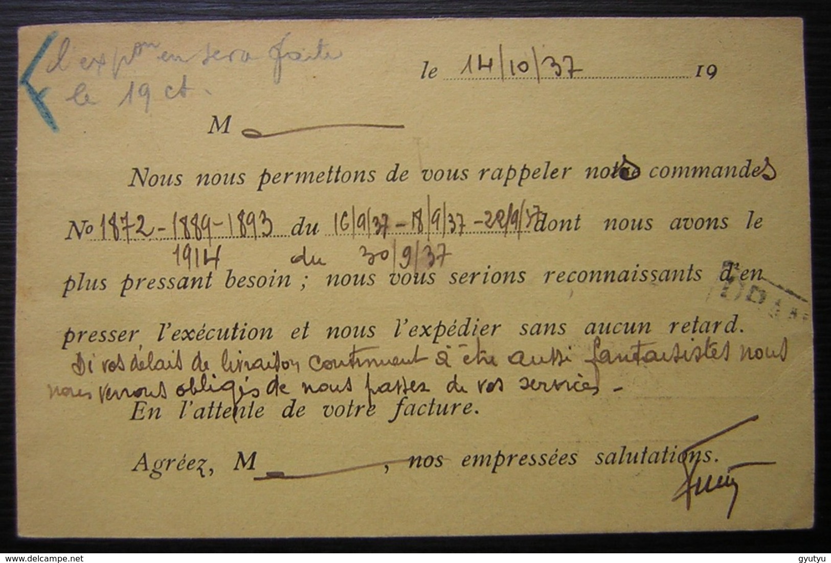 Orange (Vaucluse) Eychevin Et Feste Coulon Successeurs Quincaillerie, Cachet Robert Espagne Carte Pour Pont Sur Saulx - 1921-1960: Période Moderne