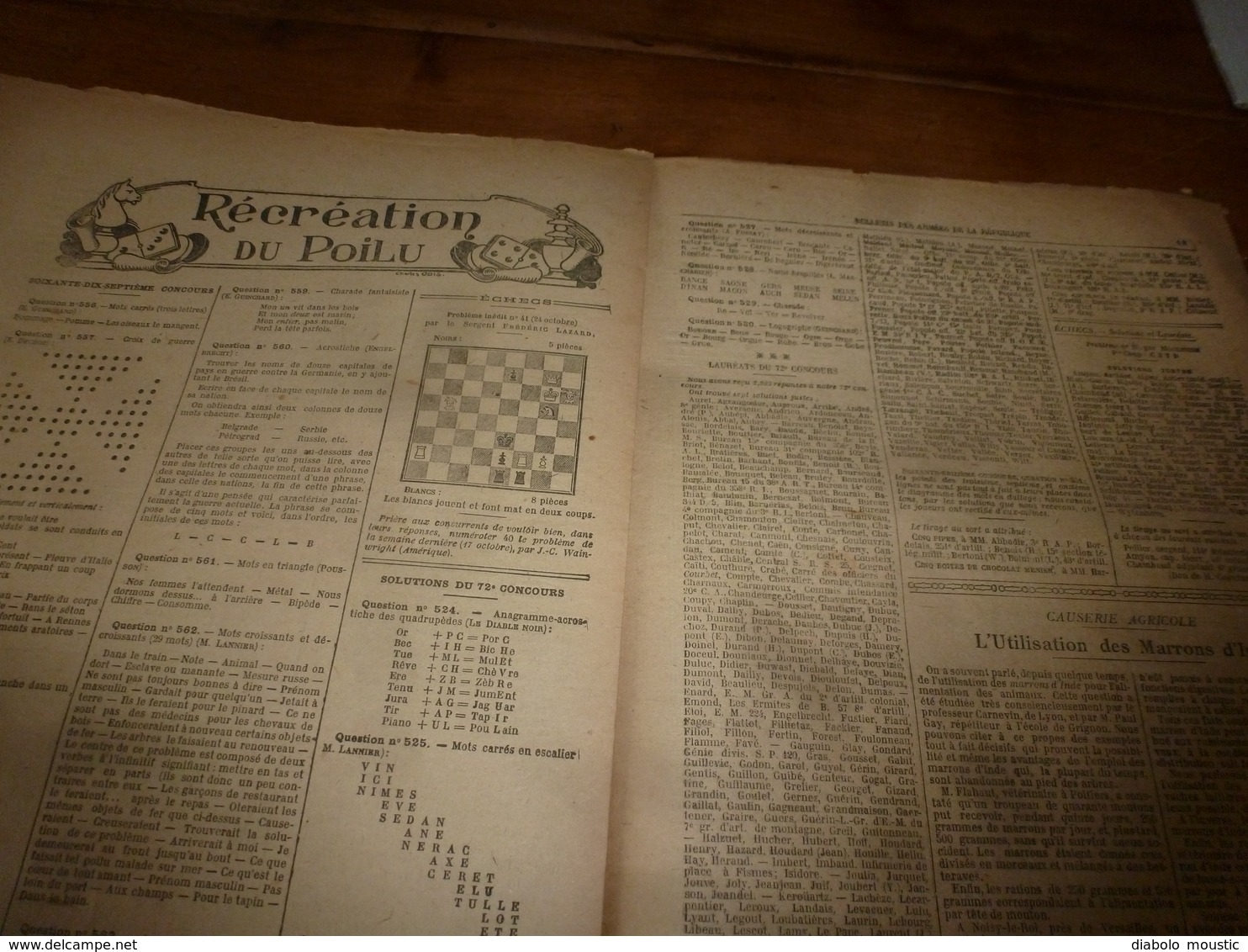 1917  BAR :Les illusions perdues;Nos marins bretons et;Le bon ivrogne Janicot;Utilisation des marrons d'Inde;Avions;etc