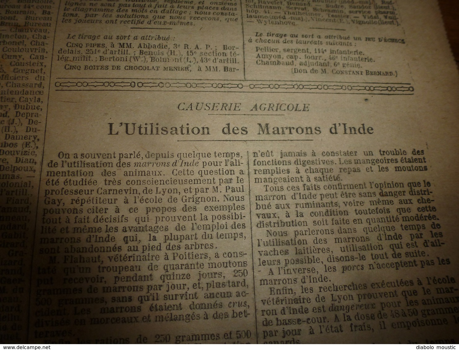 1917  BAR :Les illusions perdues;Nos marins bretons et;Le bon ivrogne Janicot;Utilisation des marrons d'Inde;Avions;etc