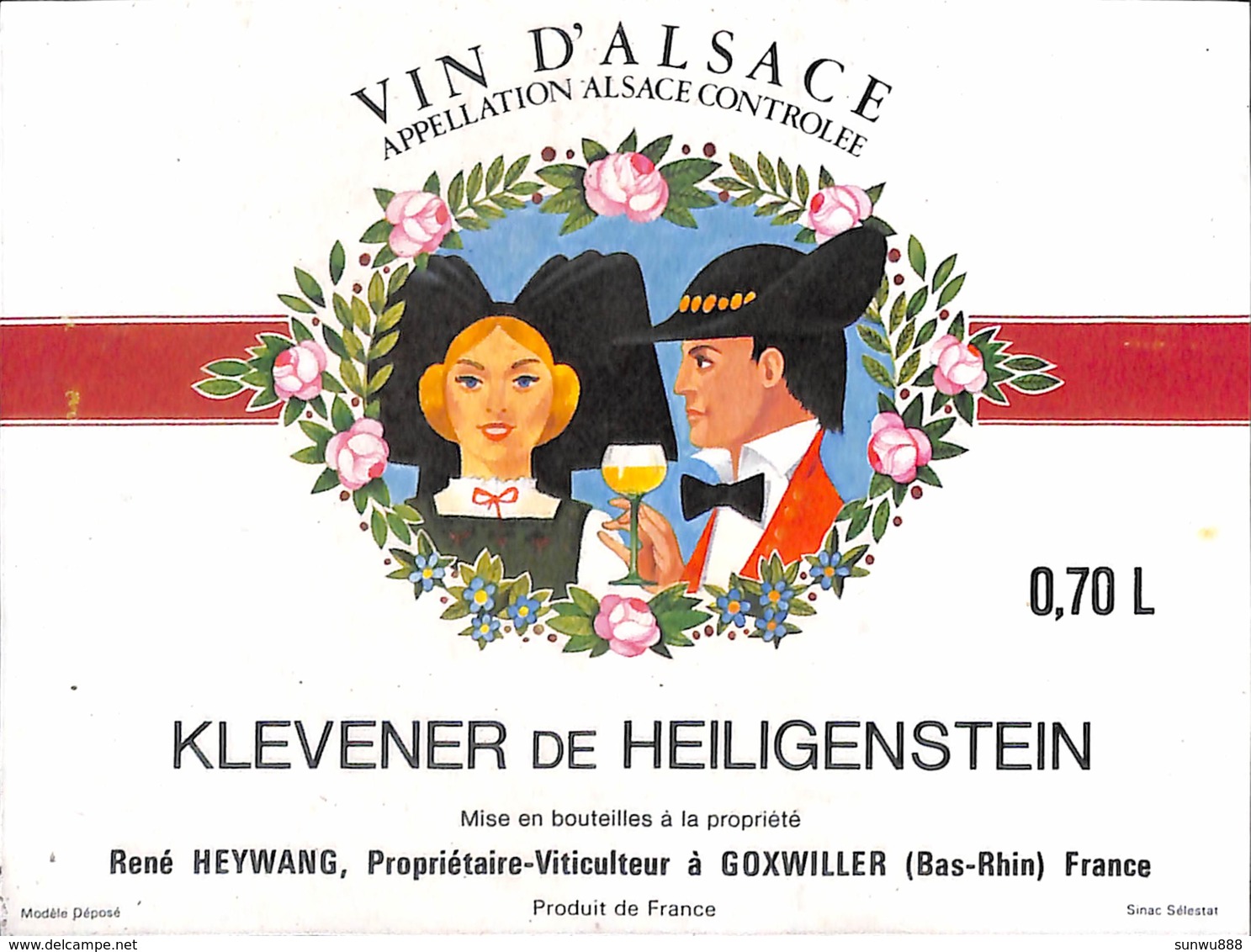 Vin D'Alsace - Klevener De Heiligenstein, René Heywang, Goxwiller - Autres & Non Classés