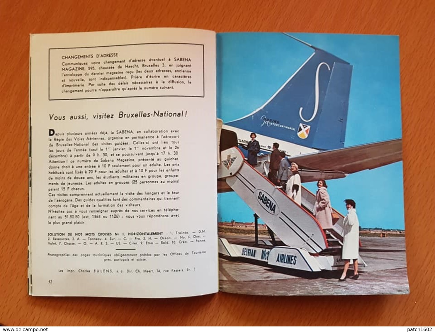 SABENA A VOTRE SERVICE Magazine Janvier 1962 - Avion