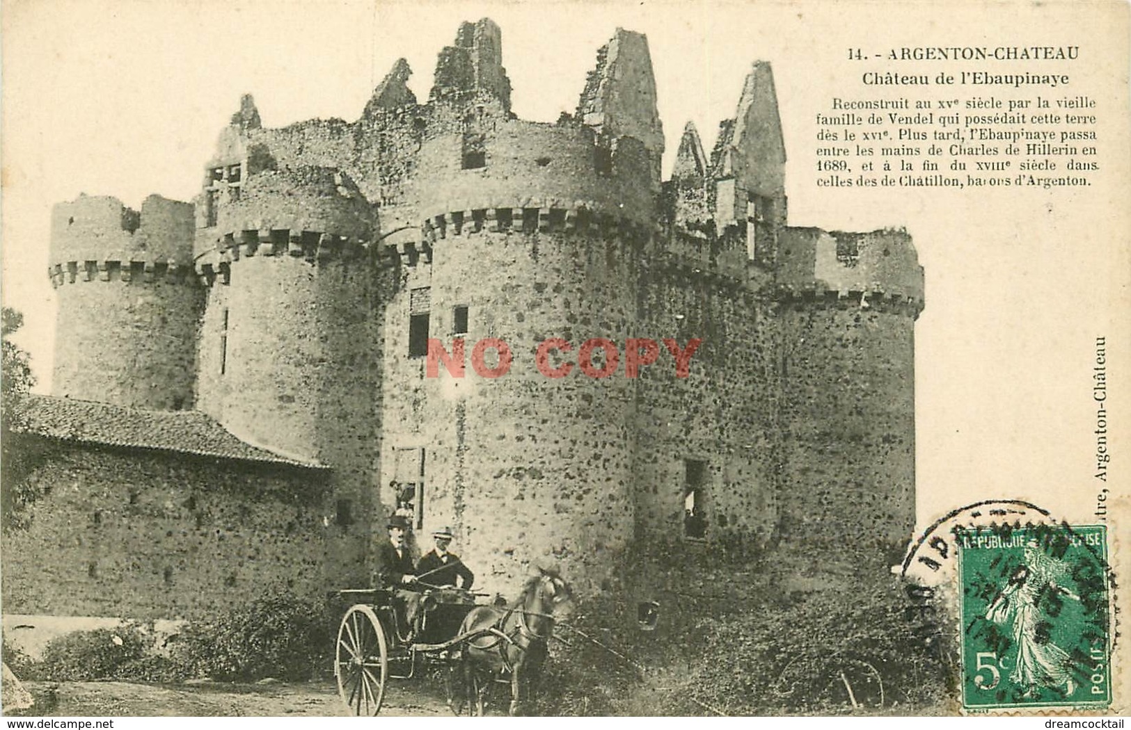 WW 79 ARGENTON-CHATEAU. Attelage Au Château De L'Ebaupinaye 1909 - Argenton Chateau