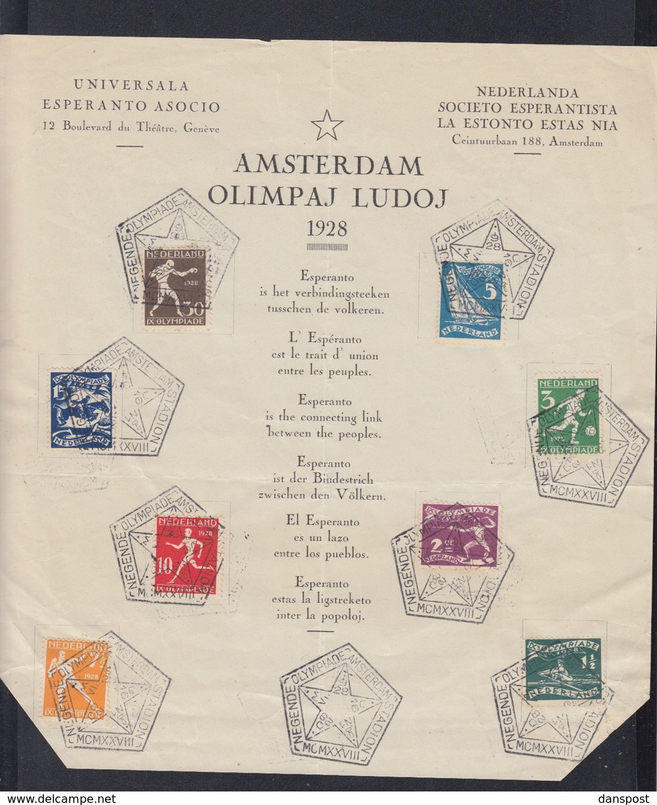 Niederlande Blatt Olympia 1928 - Ete 1928: Amsterdam