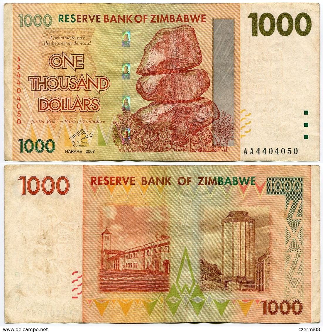 Zimbabwe - 6 Banknotes - 1 + 5 +10 + 20 + 1000 Dollars (2007) And 1000 Dollars (2003) - Zimbabwe