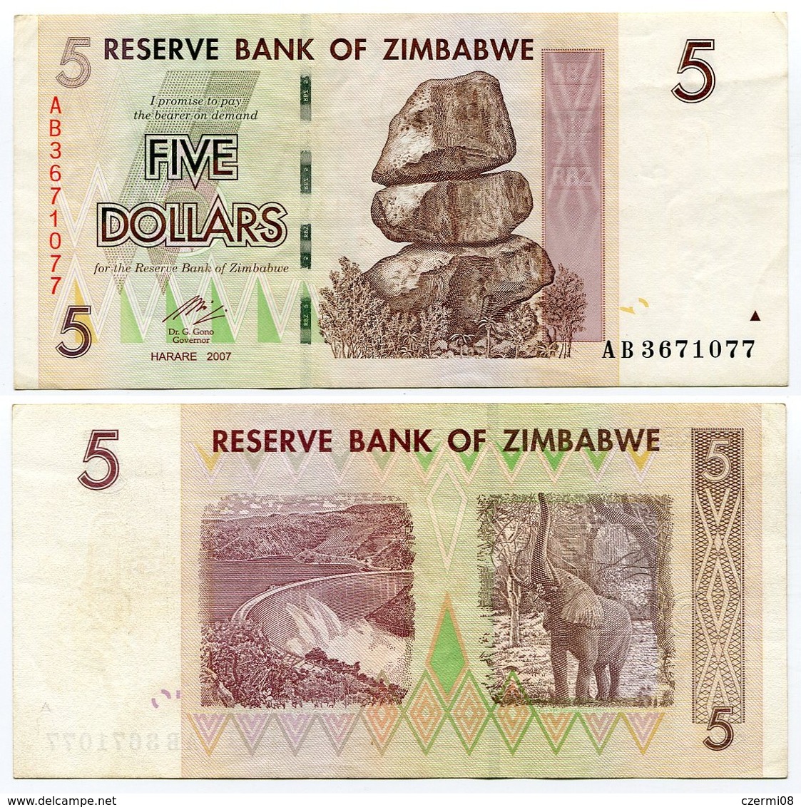 Zimbabwe - 6 Banknotes - 1 + 5 +10 + 20 + 1000 Dollars (2007) And 1000 Dollars (2003) - Zimbabwe