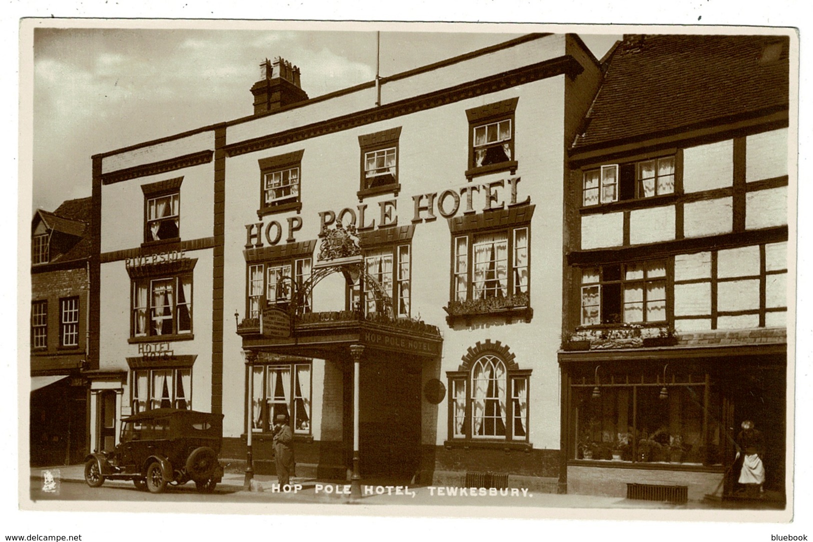 Ref 1315 - Early Raphael Tuck Real Photo Postcard - Car Outside Hop Pole Hotel Tewkesbury - Other & Unclassified