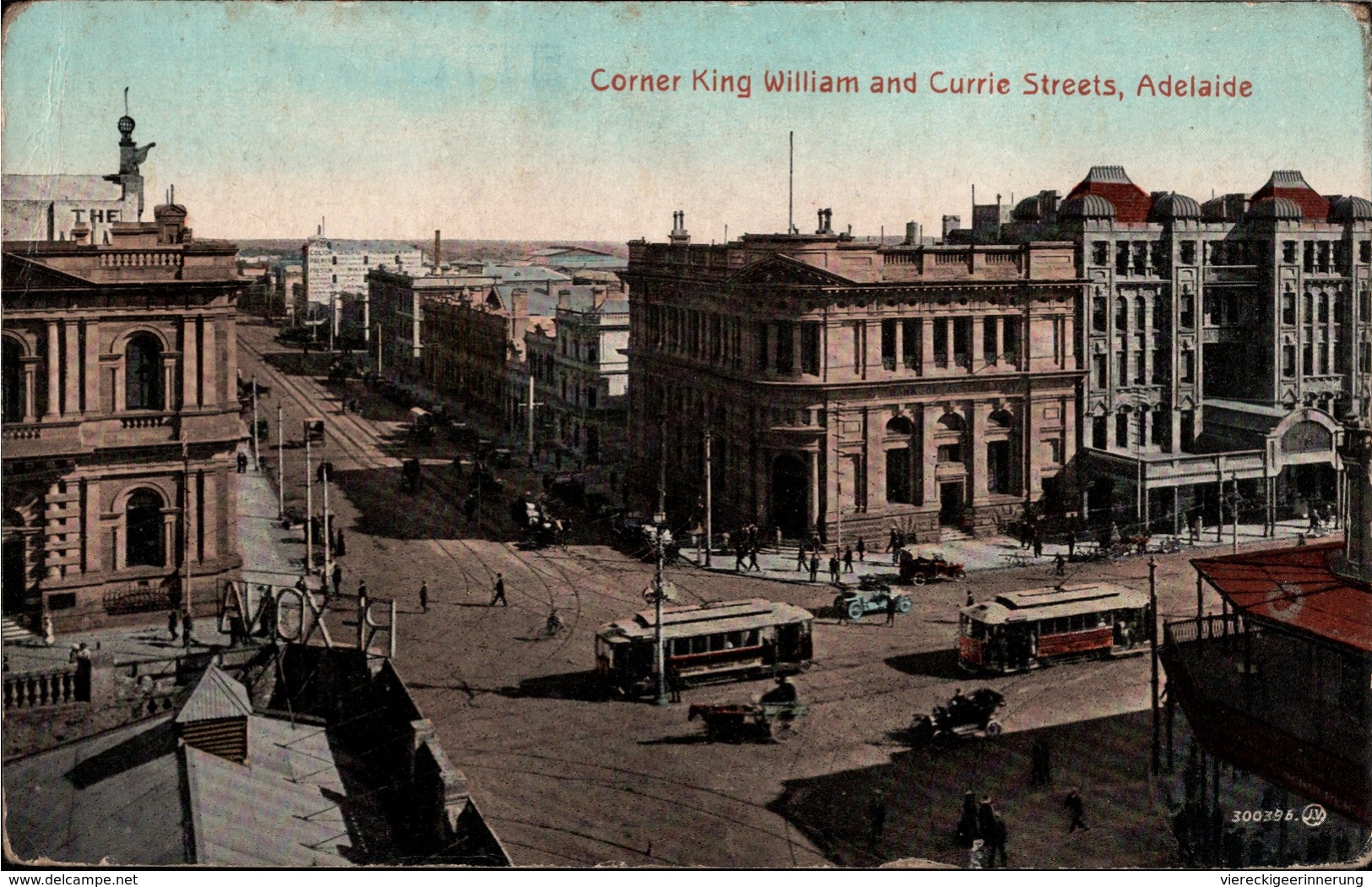 ! Old Postcard Adelaide, King William And Currie Street, Tram, Straßenbahnen, 1923, Australia - Adelaide