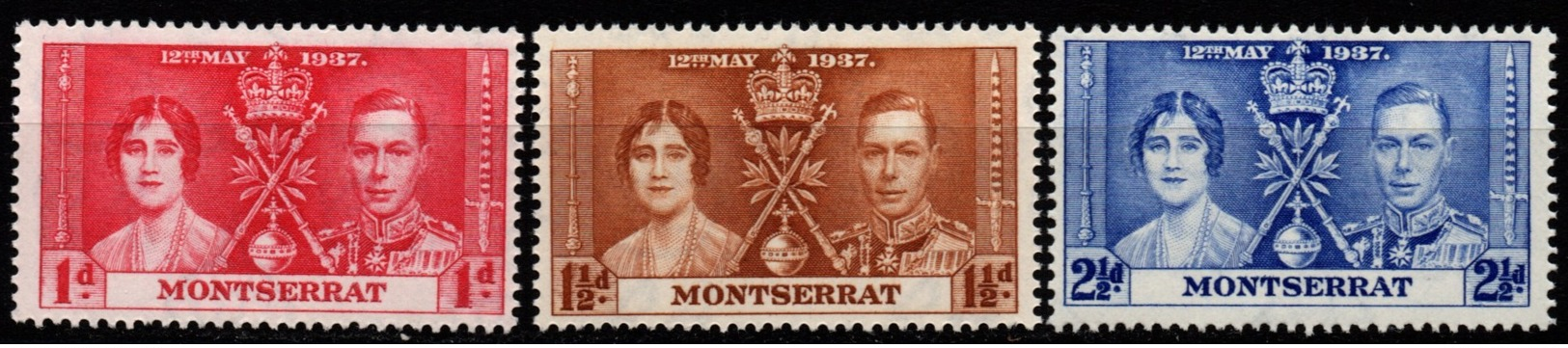 Montserrat (Great Britain) 1937 - Coronation Of King George & Queen Elisabeth - MI 90-92 - MNH - Leeward  Islands